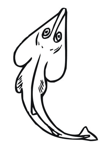 Guitarfish Ray Coloring Page